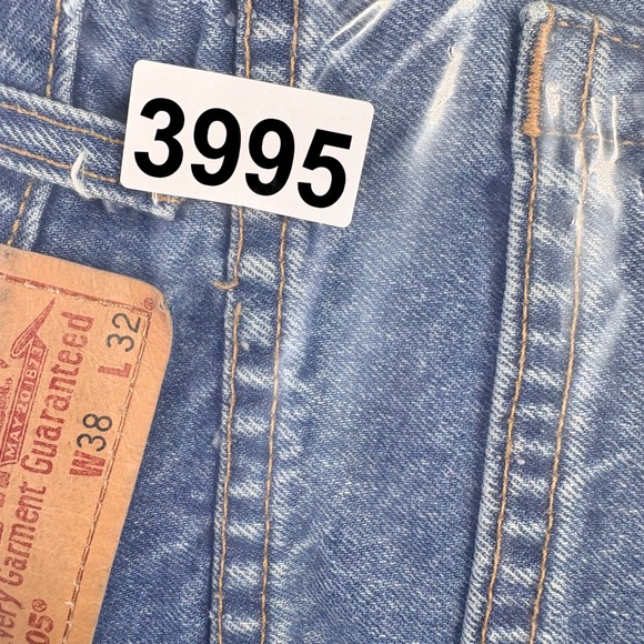 Levi Strauss 505 Jeans Mens 38x32 Regular Fit Straight Leg Blue Vintage 80s 1989 - Picture 10 of 10